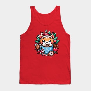 Winter Whiskers: Cozy Kitten Hot Cocoa Tank Top